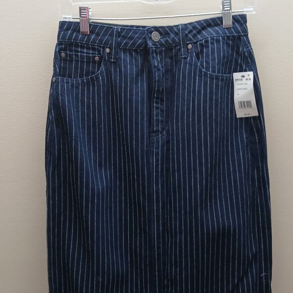 AFRM The Amiri Maxi Pencil with High Back Slit Skirt Dark Wash Blue Size 25 NWT - Picture 10 of 13